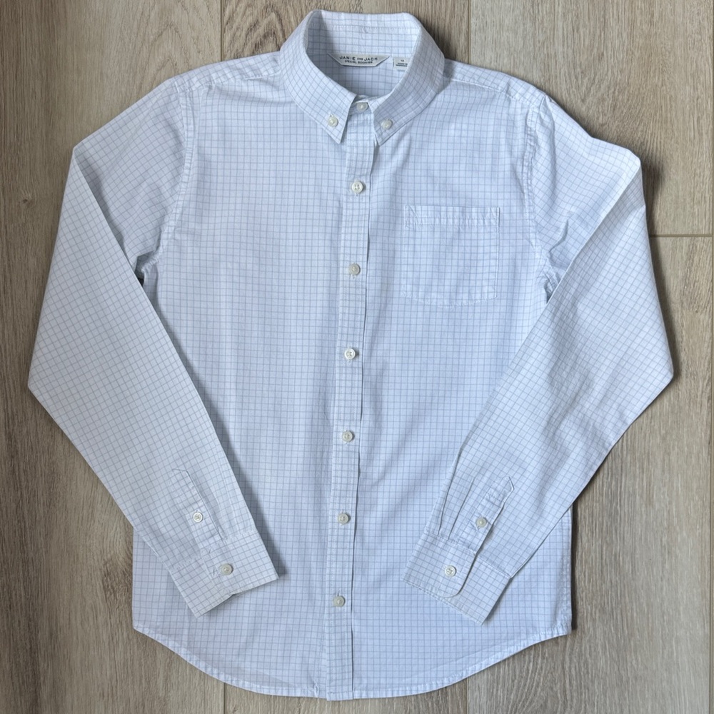 Janie and Jack Light Blue Checkered Button Down Shirt